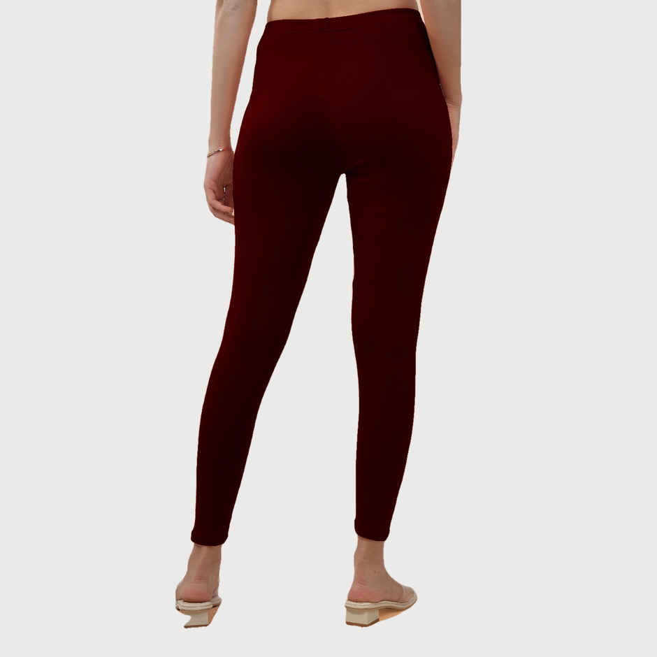 Lyra Women's Leggings Ankle Length | Maroon - Free Size