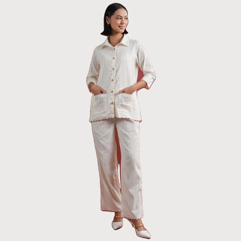 Sanskruti Homes Women's White Solid Print Cotton Night Suit Set | Se-nsp-861 | XXL