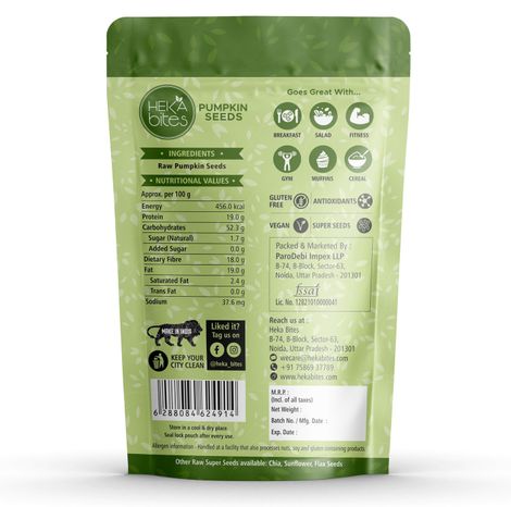 Heka Bites Raw Pumpkin Seeds 100% Premium Seeds Source of Magnesium Zinc & Potassium