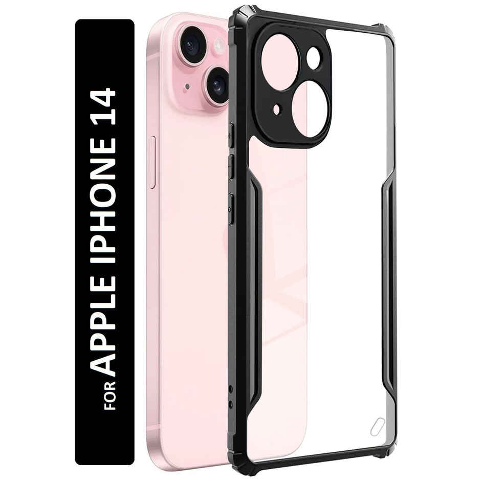 Kwine Case Apple Iphone 14 Back Cover - Black Bordered Transparent Case