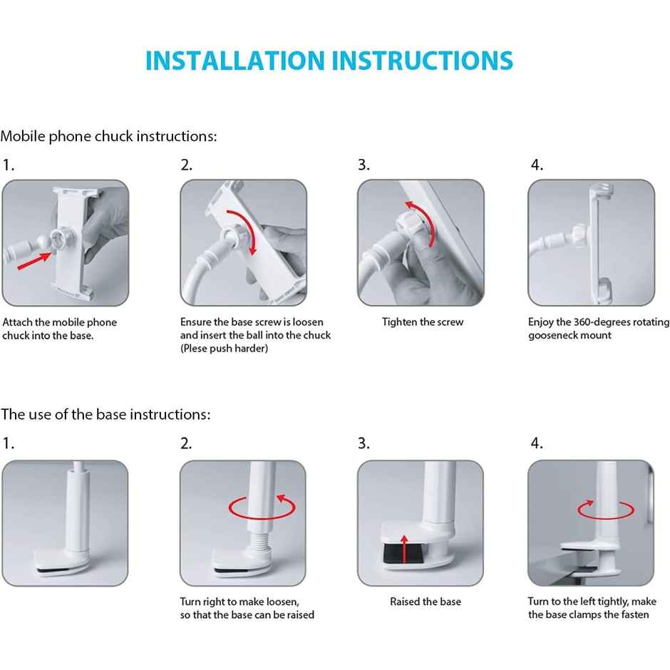 Sounce 360 Adjustable Mobile Phone Holder | Universal Phone Holder, (White)