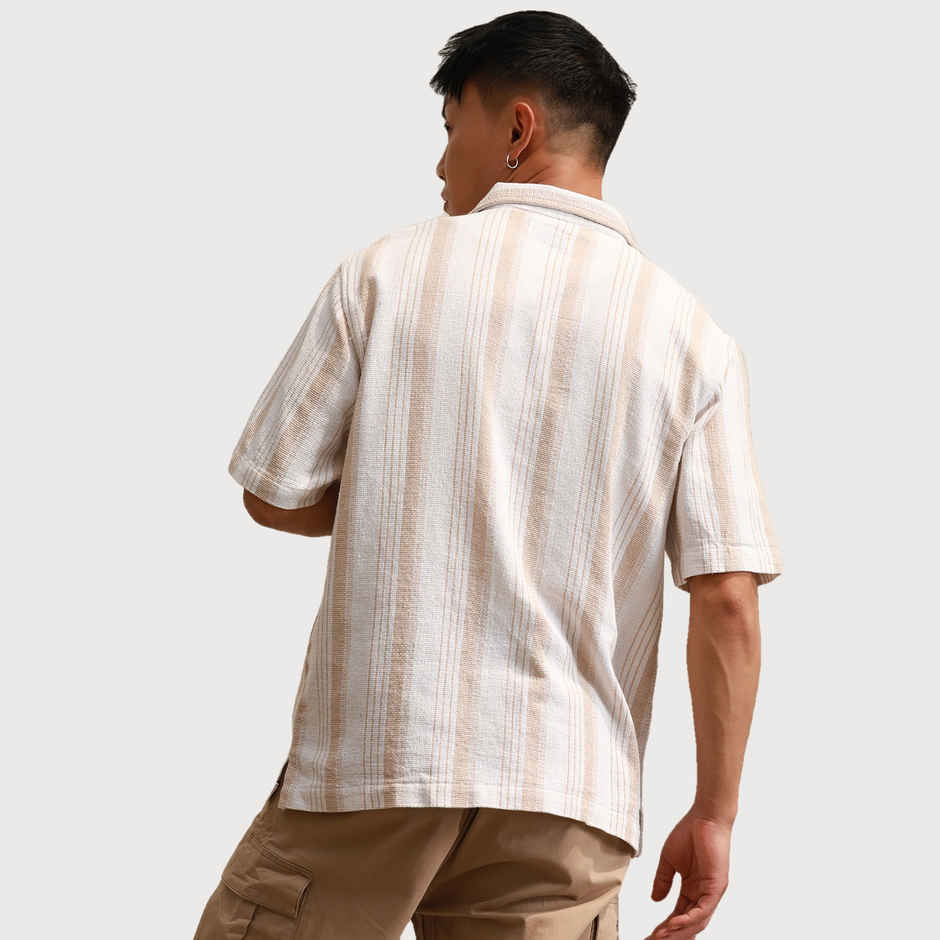 Hubberholme Men's Vertical Striped Cotton Relaxed Fit Casual Shirt | Multicolor - 44