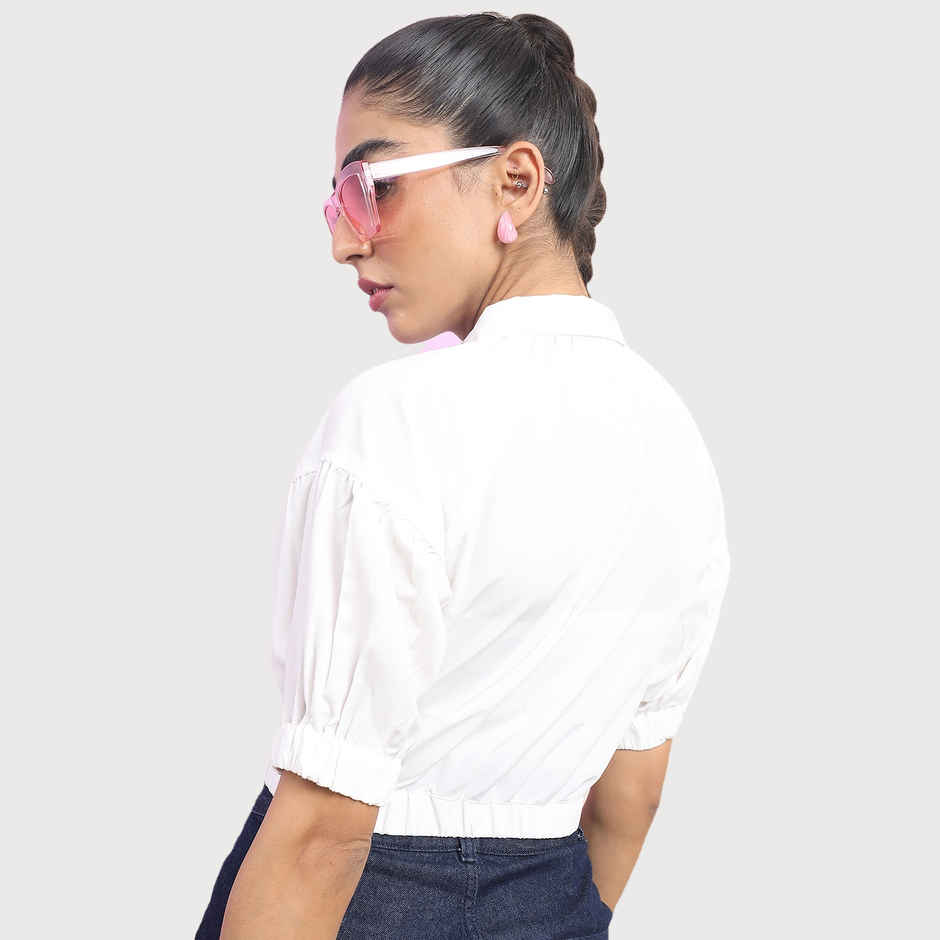 Tokyo Talkies Women's Crop Shirt | White - XL