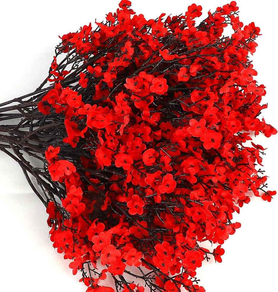 Tied Ribbons Artificial Gypsophila Flowers Bunches Without Vase - Set Of 5