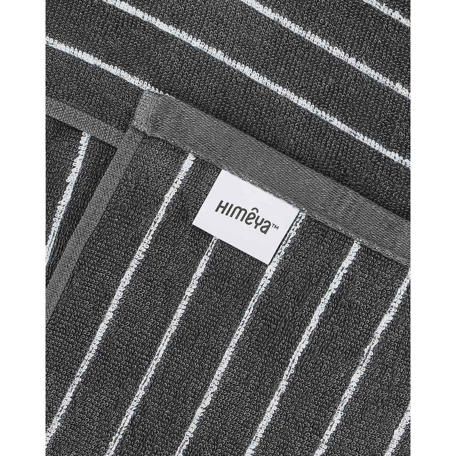 Himeya Pin Stripe 350 GSM Cotton Bath Towel | Neutral Charcoal