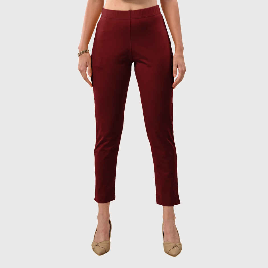 Lyra Women's Straight Pant Premium | Maroon - S