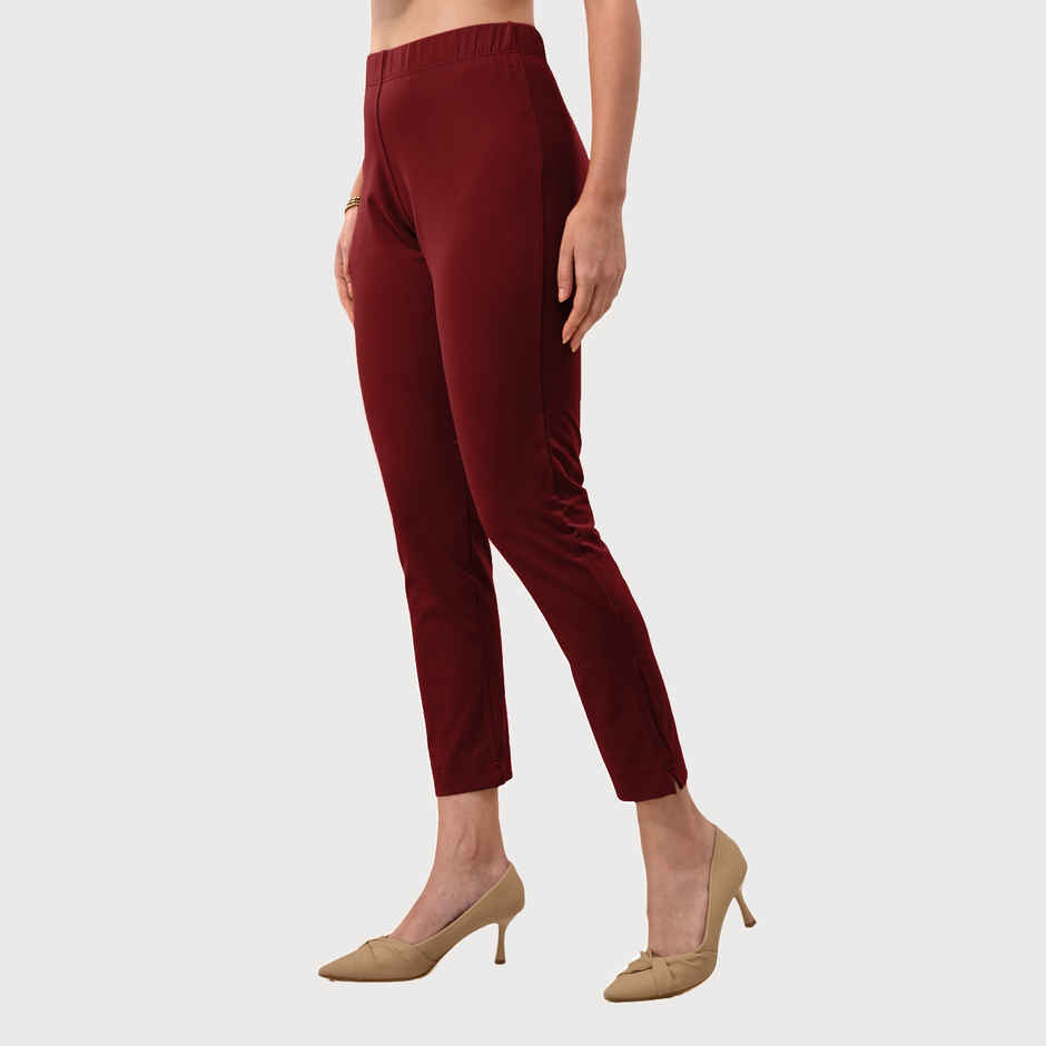 Lyra Women's Straight Pant Premium | Maroon - S