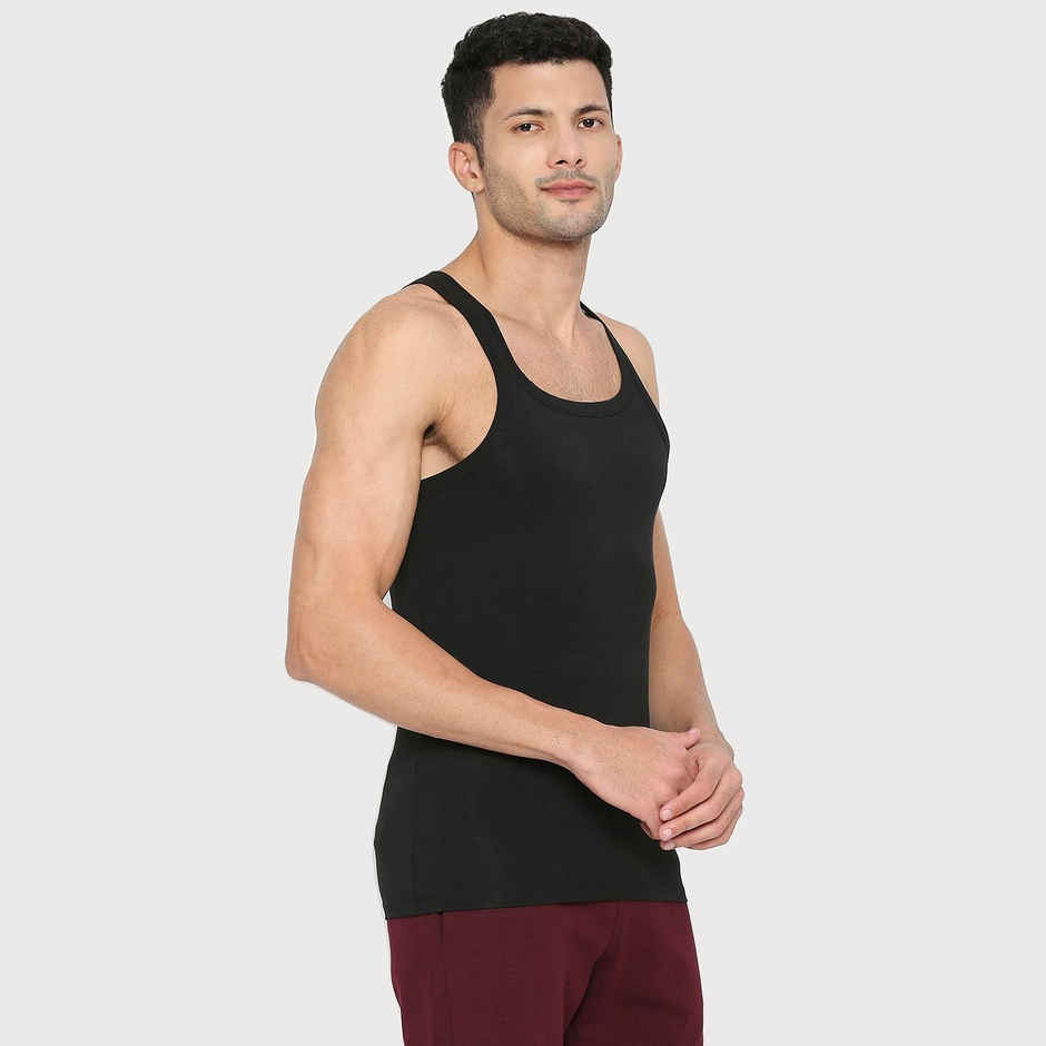 Underjeans by Spykar Men's Black Pack of 1 Vest | M