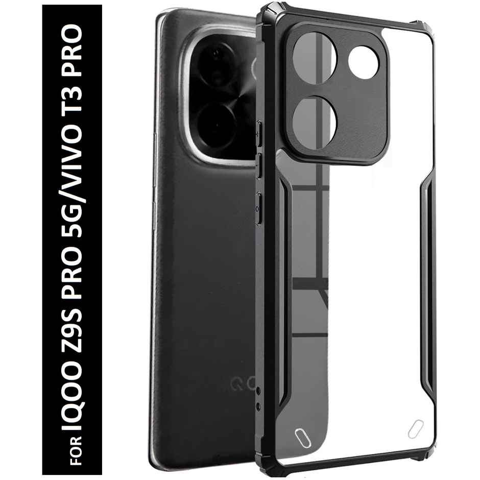 Kwine Case Iqoo Z9S Pro / Vivo T3 Pro Back Cover - Black Bordered Transparent Case