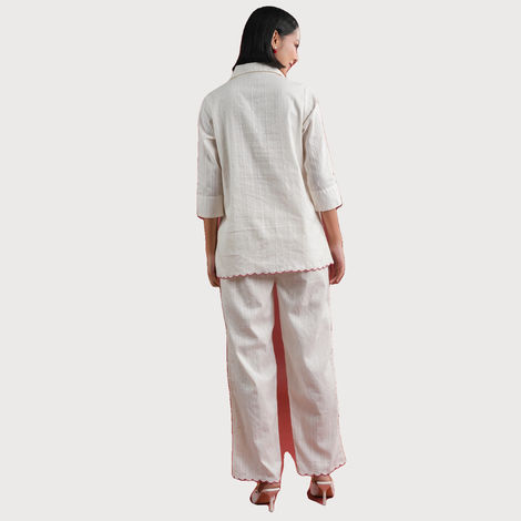 Sanskruti Homes Women's White Solid Print Cotton Night Suit Set | Se-nsp-861 | XXL