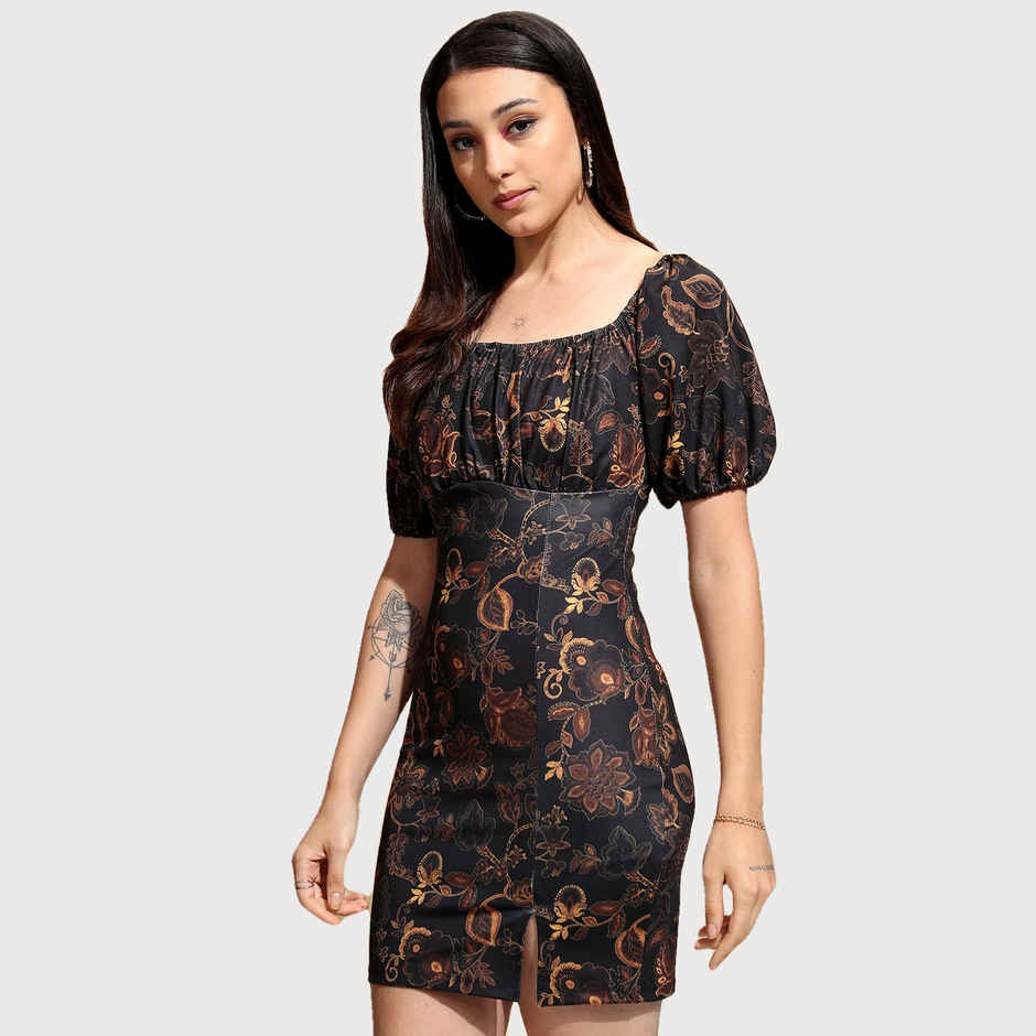 Ketch Women's Printed Ruched Bodycon Mini Dress | Multicolor - S