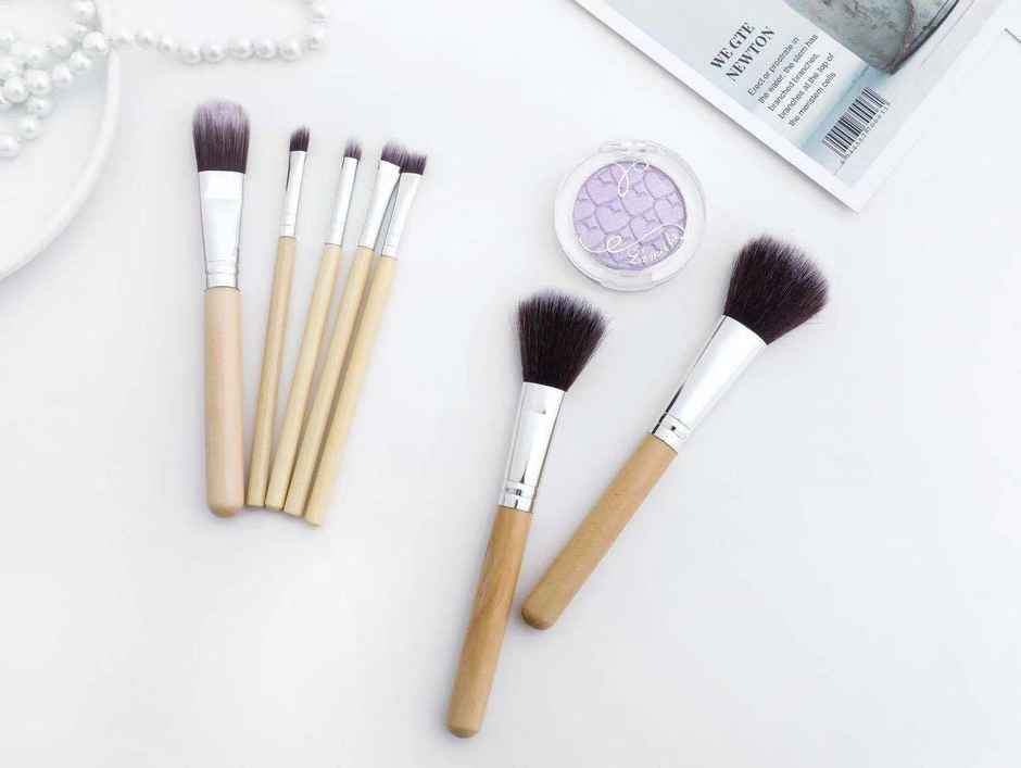 Bronson Professional Super Soft Bristles Hd Finish Bamboo Makeup Brush Set With Pouch