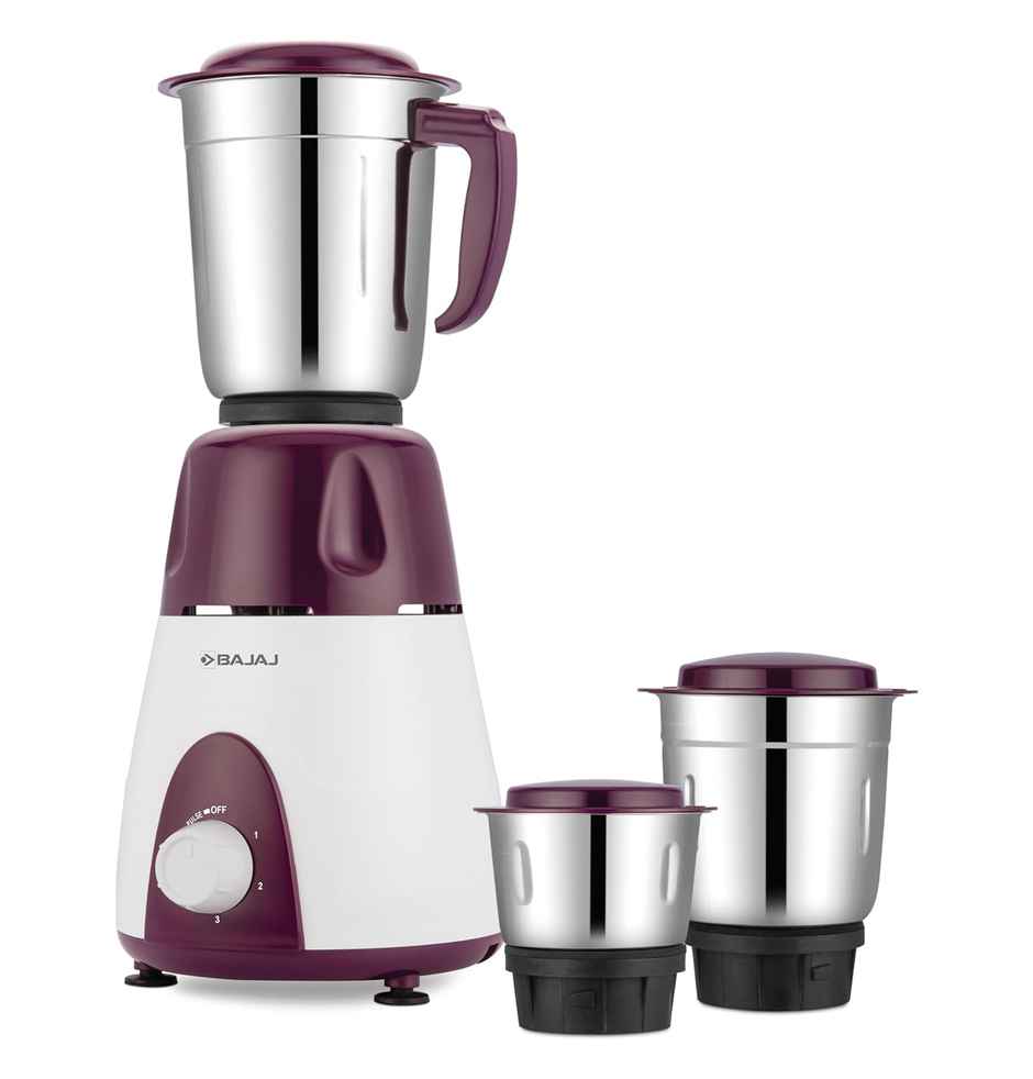 Bajaj Rex Mixer Grinder | 500 W | 3 Jars - Purple