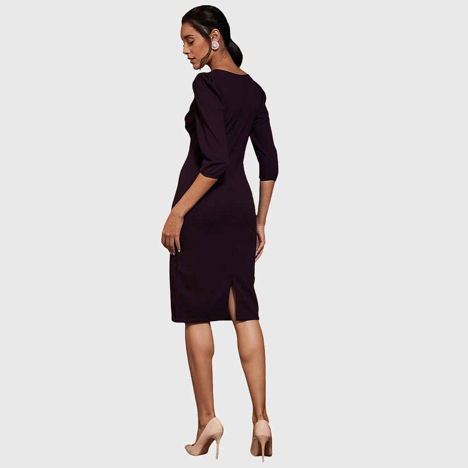 Athena Women's Scuba Formal Sheath Dress Burgundy - M