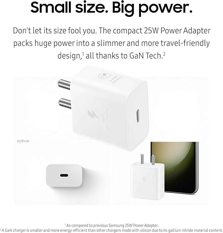 Ailkin 25W GaN Charger Adaptor for Samsung Phones | White