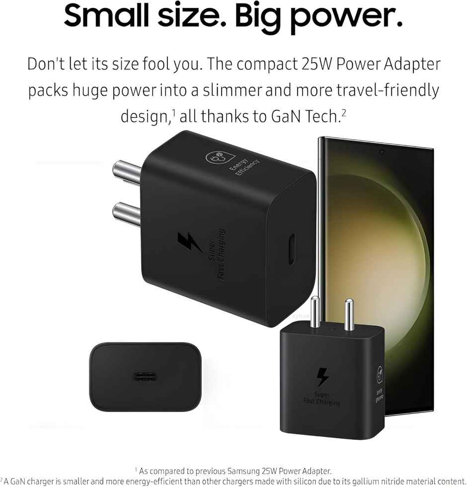 Ailkin 25W GaN Charger Adaptor for Samsung Phones | Black