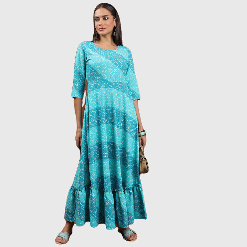Ketch Women Ethnic Motifs Maxi Dress | Aqua | XL