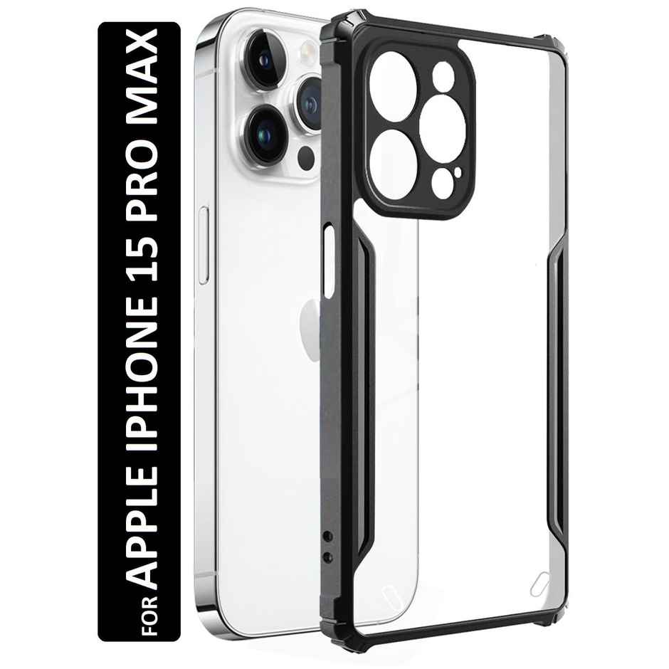 Kwine Case Apple Iphone 15 Pro Max Back Cover - Black Bordered Transparent Case