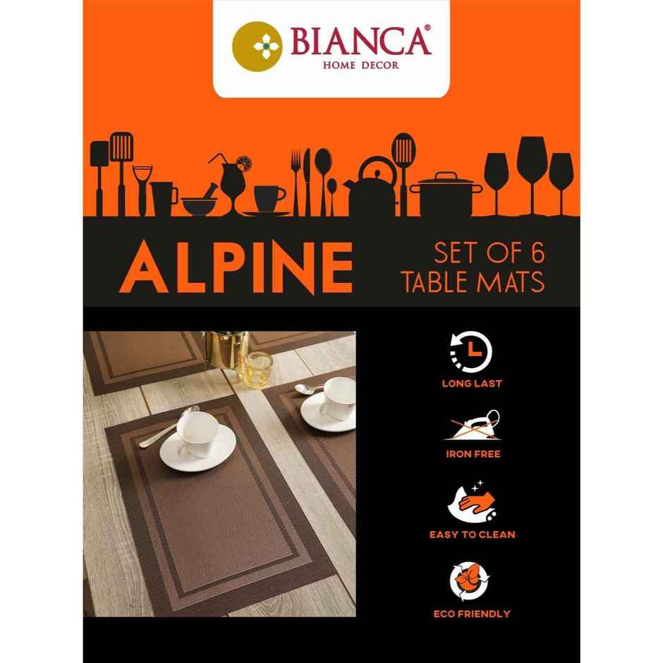 BIANCA Premium Woven PVC Placemat Dining Table | 12 X 18 | Alpine | Beige