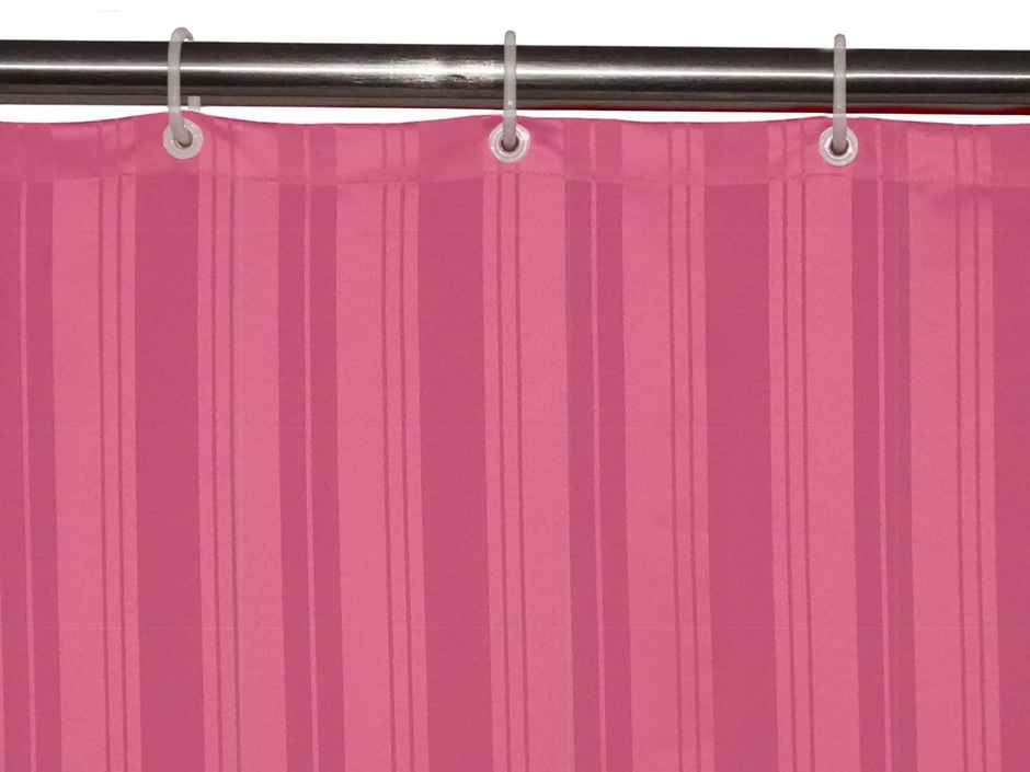 Lushomes Shower Curtain - Striped Pink Satin Stripe | 12 Eyelets | Hooks | 6 x 6.5 ft