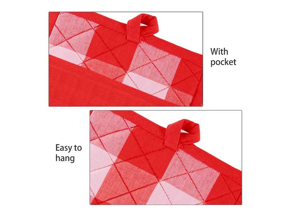 Lushomes Pot Holder - Red | Buffalo Checks | Microwave Hand Gloves | 9 x 8 inch