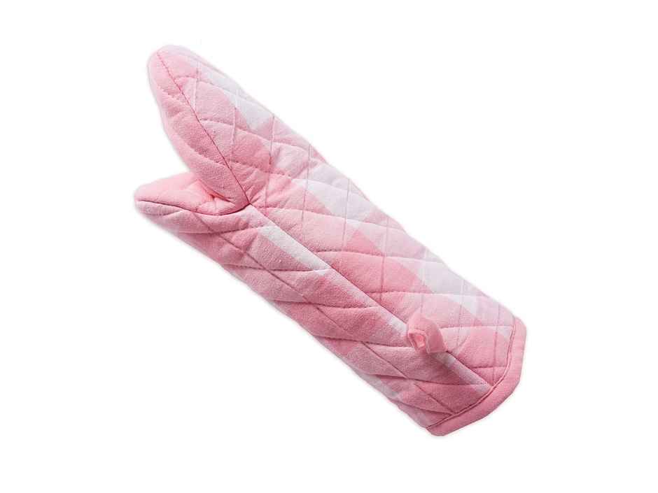 Lushomes Oven Gloves - Pink-White Buffalo Checks | Heat Proof | 6 x 13 inch