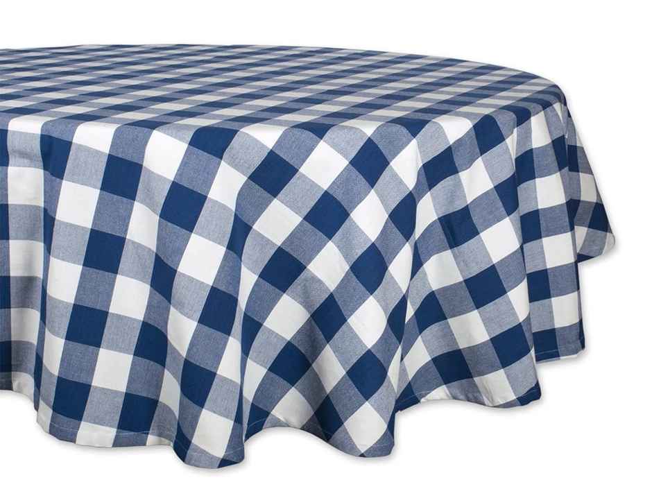 Lushomes Table Cloth - Buffalo Checks Royal Blue | 60 inch Round | 4 Seater