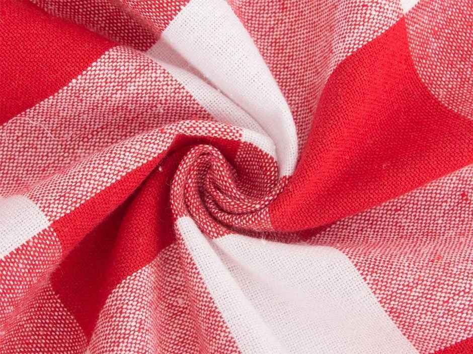 Lushomes Round Table Cloth - Cotton | Red Checks | 40 inch
