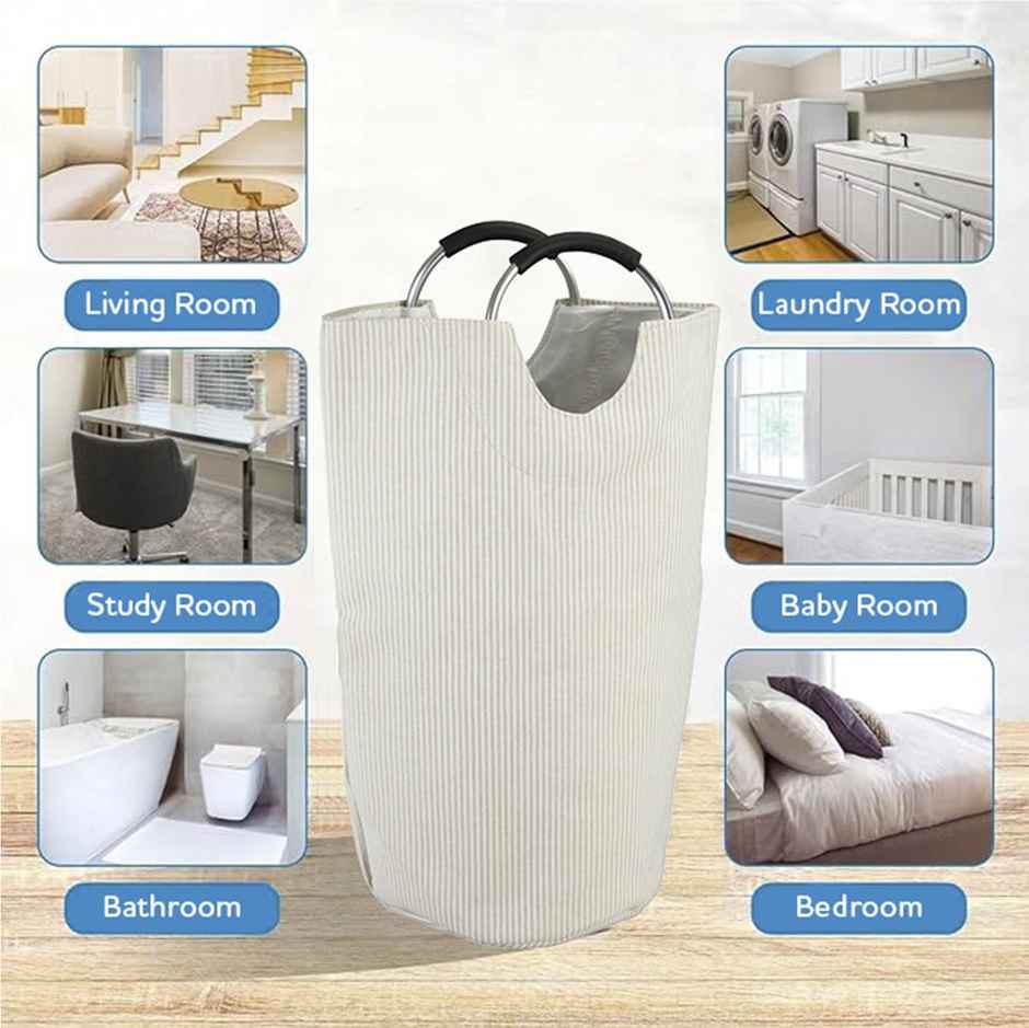 Kolorr 55L Laundry Bag For Clothes/Small Cloth Hamper Basket Foldable Beige