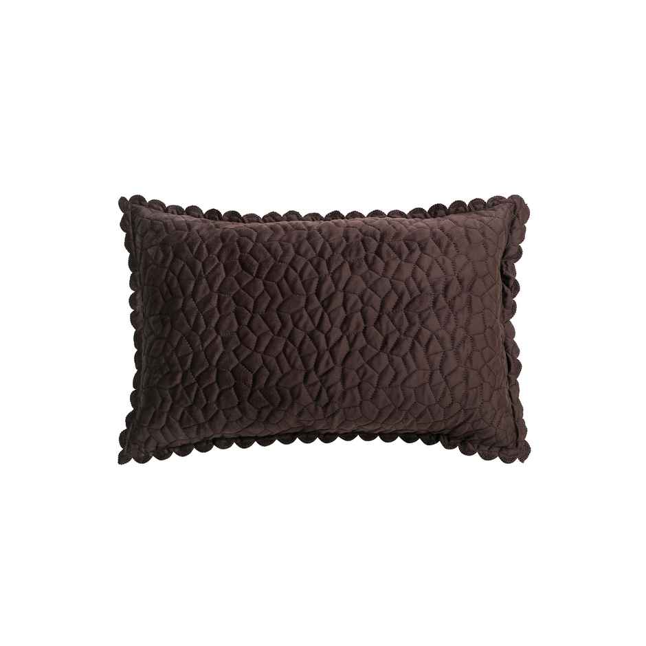 Hosta Homes Velvet Fabric Laser Cut Crystal Brown Pillow Cover Pack of 1