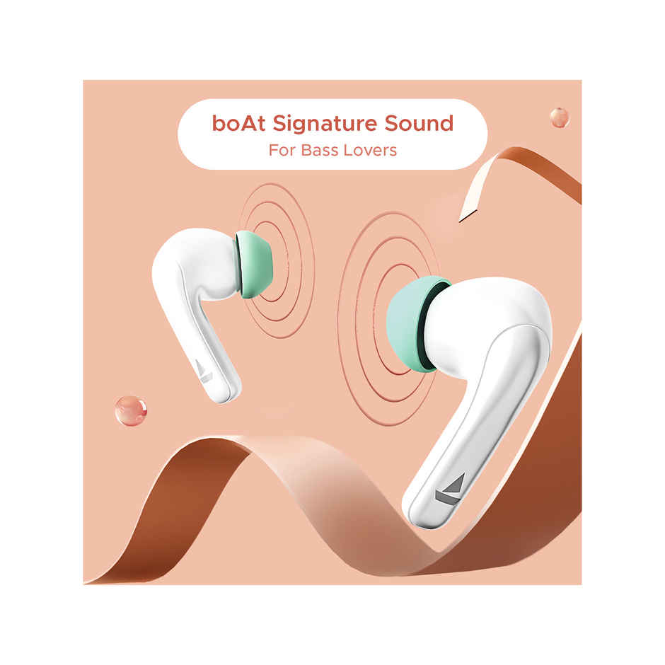 boAt Airdopes 155 Tws Earbuds W/ 40h Playtime, in-ear Detection, Quad Mics Enx Tech(Ivory White)