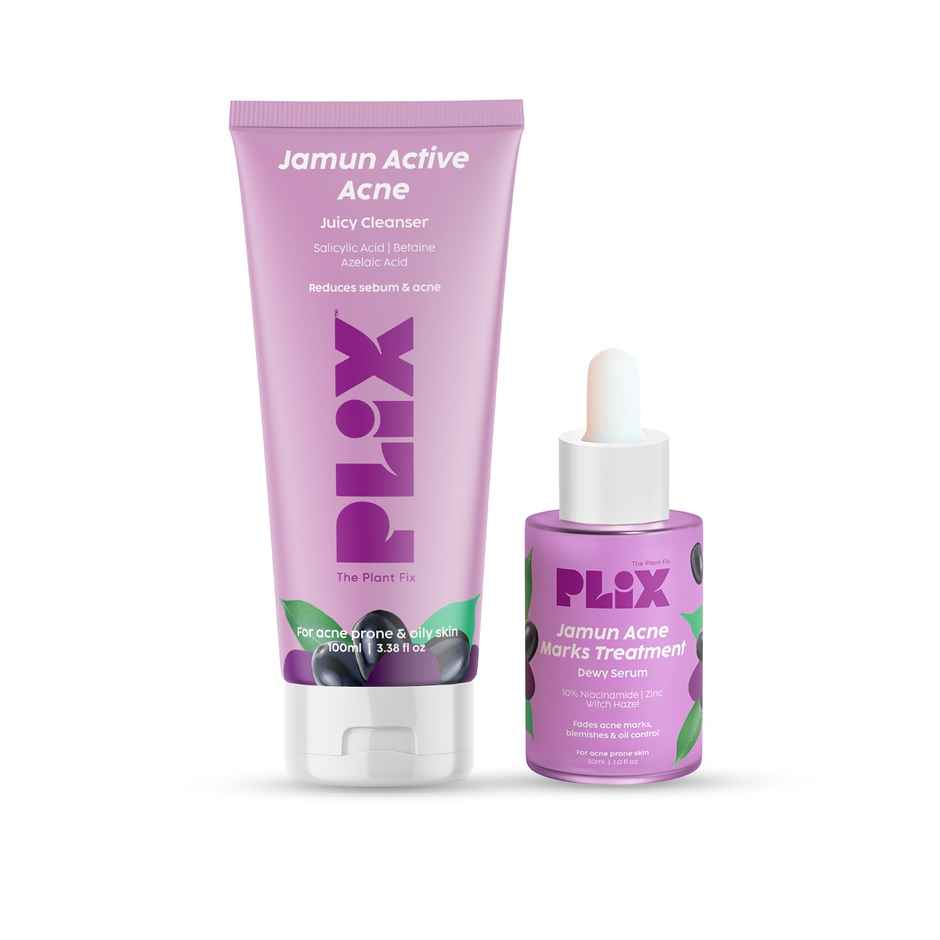 Plix The Plant Fix Jamun Face Wash and Acne Marks Serum Combo For Acne spots & Oil Control