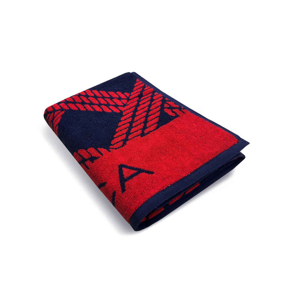 Nautica Designer 100% Cotton Beach & Bath Towel -1pc Bath Towel | voyage | checks-red/navy