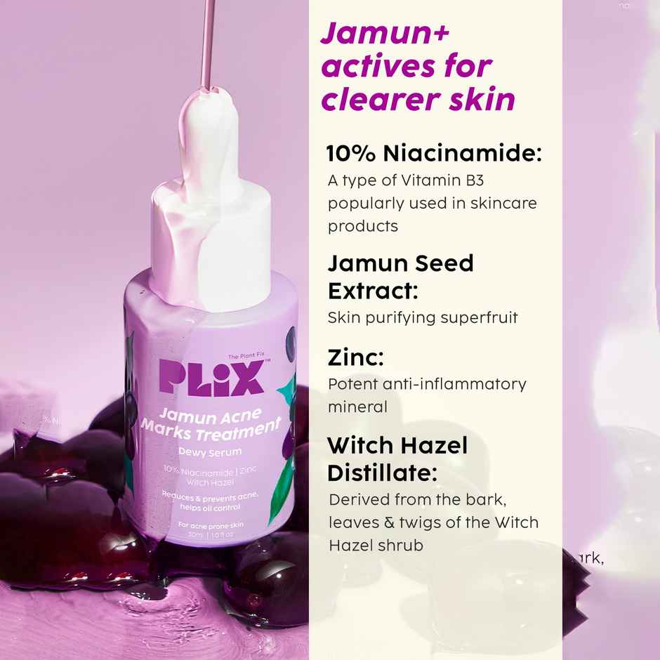 Plix The Plant Fix Jamun Face Wash and Acne Marks Serum Combo For Acne spots & Oil Control