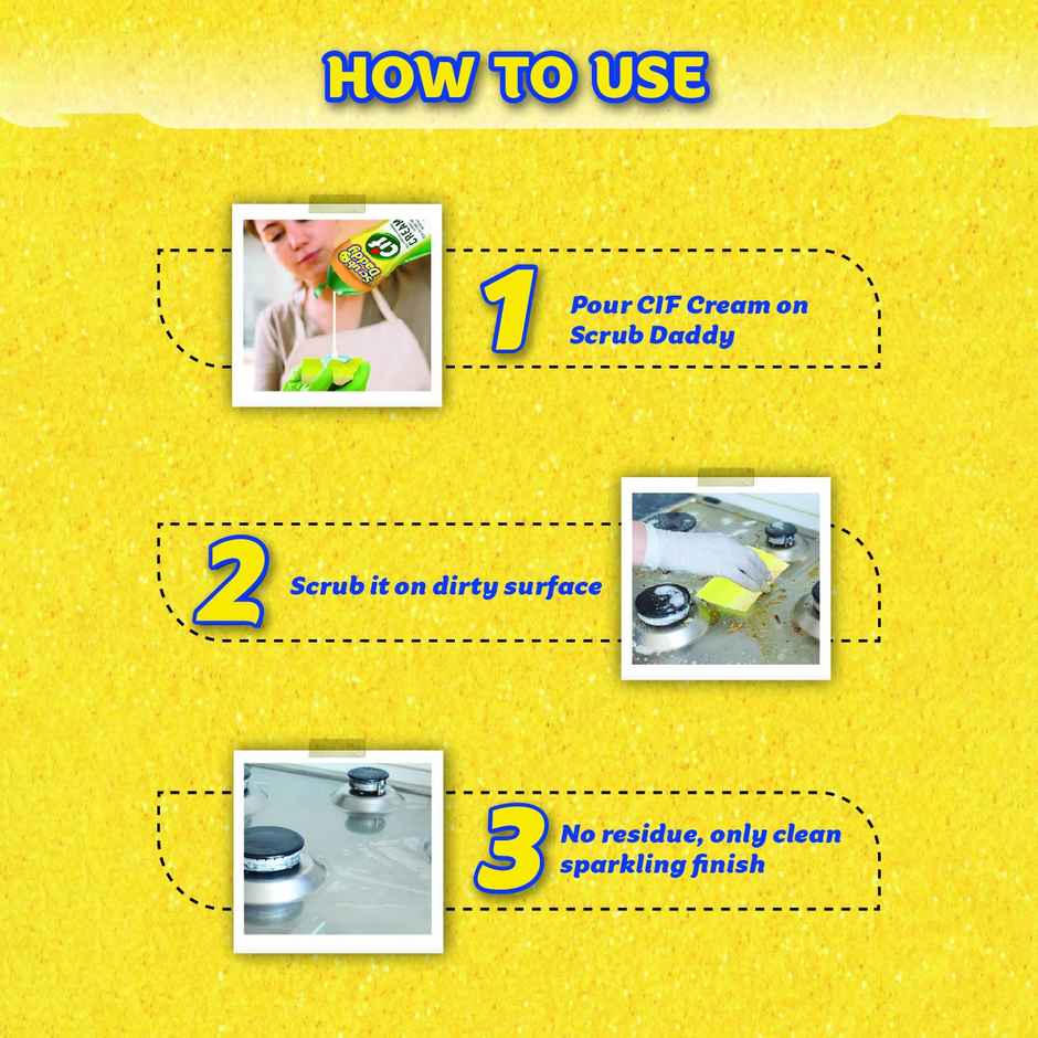 Cif Sponge Daddy Dual-Sided Multipurpose Cleaning Sponge & Scrub Pad | Pack of 2