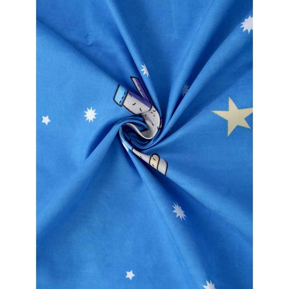 Hosta Homes 220 Gsm Glaced Cotton Space Astraunaut Printed Double Bed Sheet With 2 Pillow Covers