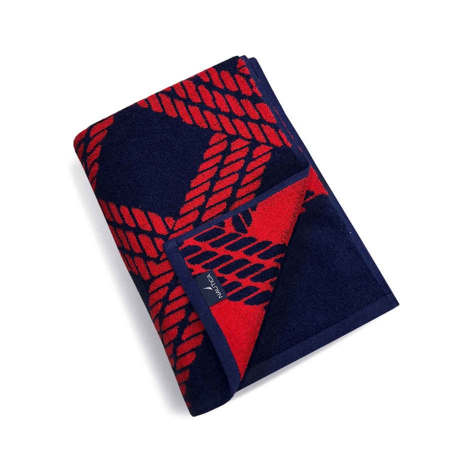 Nautica Designer 100% Cotton Beach & Bath Towel -1pc Bath Towel | voyage | checks-red/navy