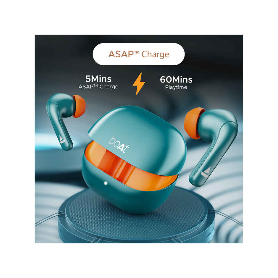 boAt Airdopes 155 TWS Earbuds with 40 hrs Playtime,In-Ear Detection,Quad Mics ENx Tech,ASAP Charge Bluetooth - Active Teal