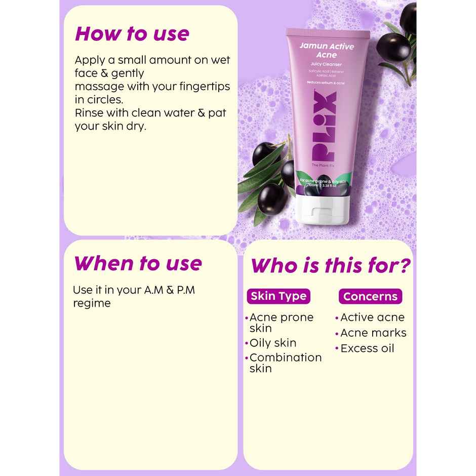 Plix The Plant Fix Jamun Face Wash and Acne Marks Serum Combo For Acne spots & Oil Control
