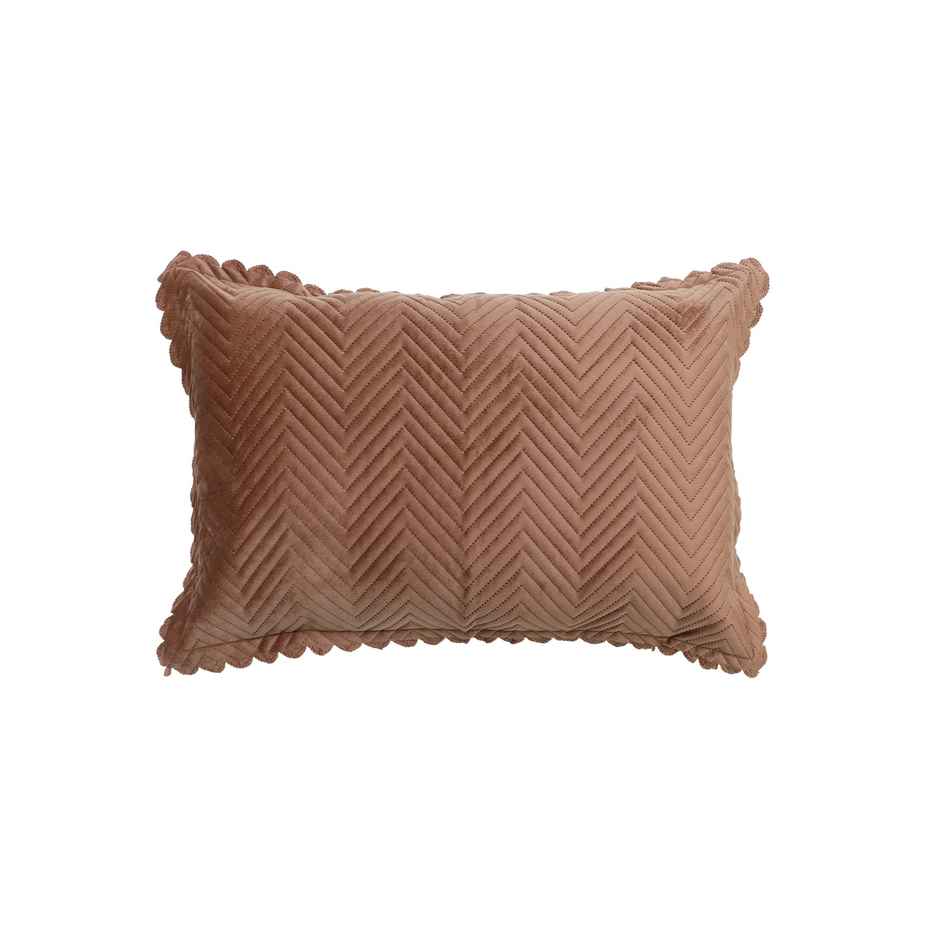 Hosta Homes Velvet Fabric Laser Cut Brown Pillow Cover Pack of 1
