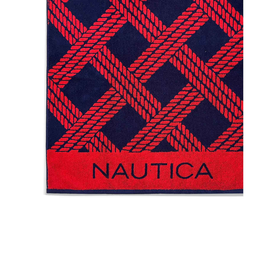 Nautica Designer 100% Cotton Beach & Bath Towel -1pc Bath Towel | voyage | checks-red/navy