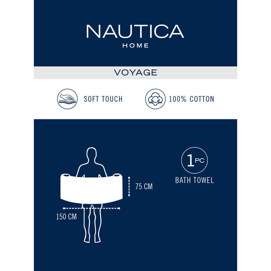 Nautica Designer 100% Cotton Beach & Bath Towel -1pc Bath Towel | voyage | checks-red/navy