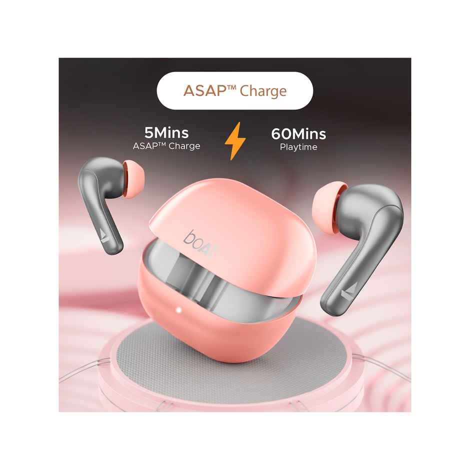boAt Airdopes 155 w/ 40 hrs Playtime,In-Ear Detection,Quad Mics ENx Tech,ASAP Charge Bluetooth - Hot Rouge