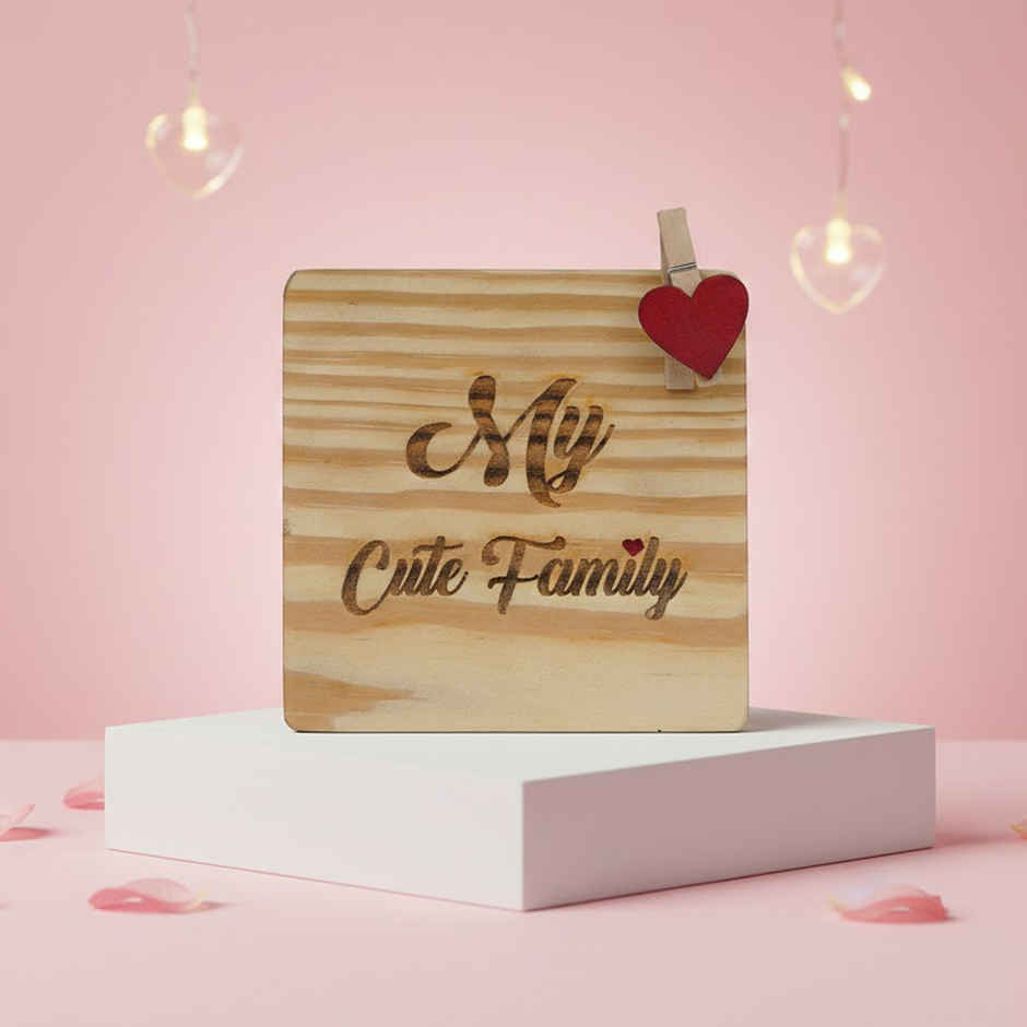 My Cute Family Heart Wooden Photo Frame | Valentine Gift | EcraftIndia
