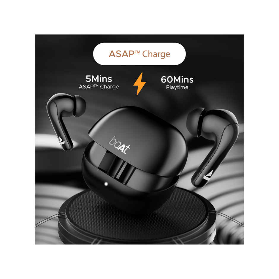 boAt Airdopes 155 Tws Earbuds W/ 40h Playtime, in-ear Detection, Quad Mics Enx Tech (Active Black)