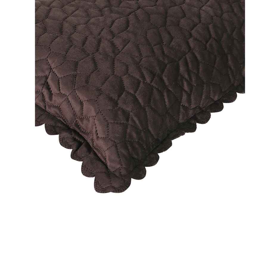 Hosta Homes Velvet Fabric Laser Cut Crystal Brown Pillow Cover Pack of 1