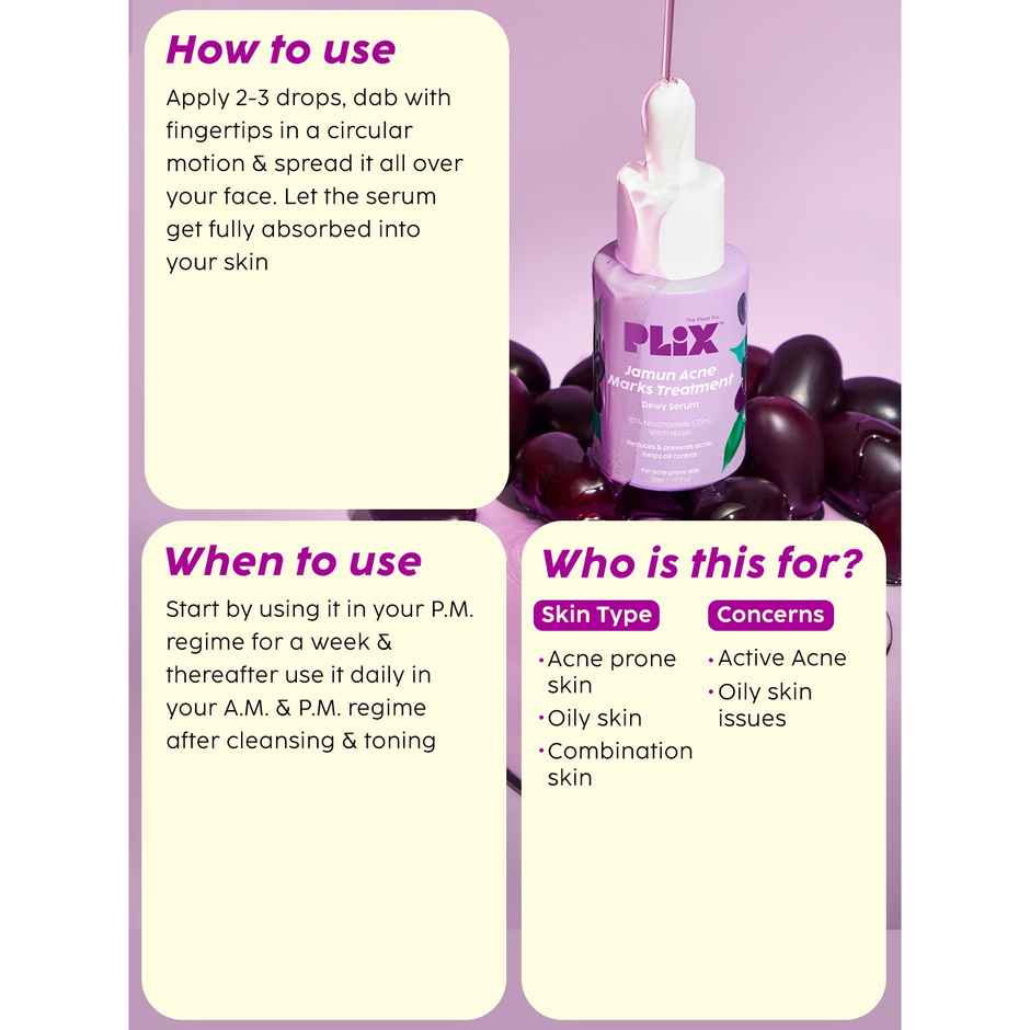 Plix The Plant Fix Jamun Face Wash and Acne Marks Serum Combo For Acne spots & Oil Control
