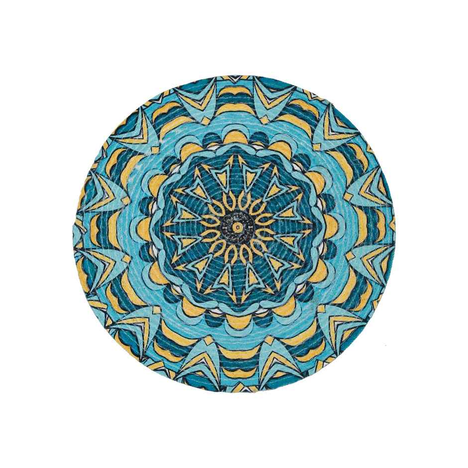 Hosta Homes Pure Cotton Digitally Printed Table Place Mats | Pack of 2 | Blue Yellow