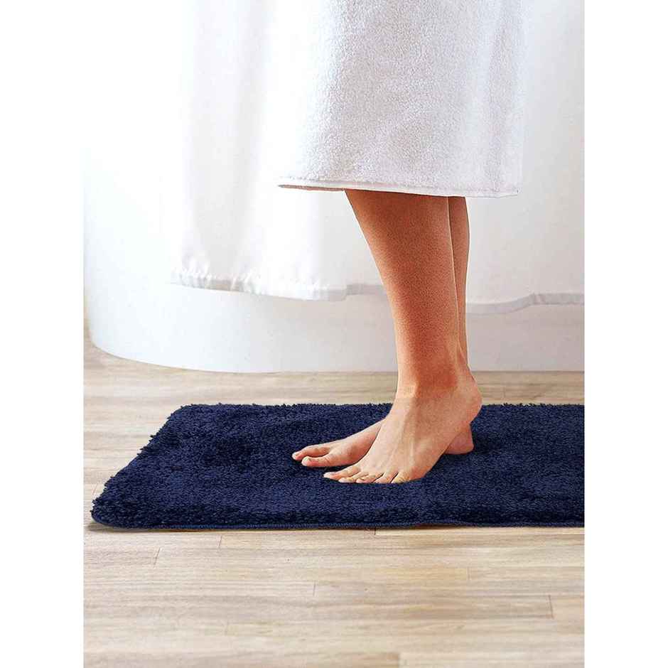 Bianca Soft Cotton Anti Slip Bath Mat | 41 x 61 cm | Benz Solid | Navy Blue