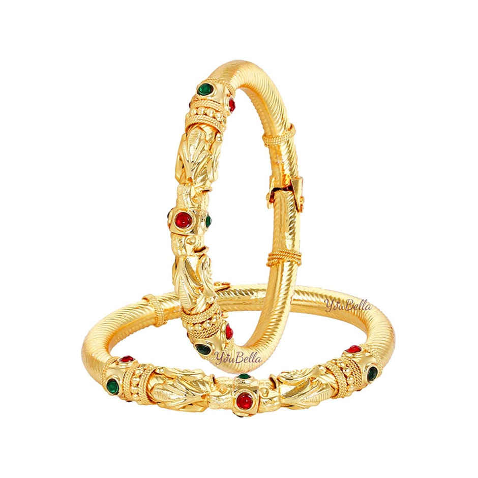 Youbella Stylish Traditional Jewellery Gold Plated Bangle Set For Women (Golden)(6M-Ykqf-Zaez)